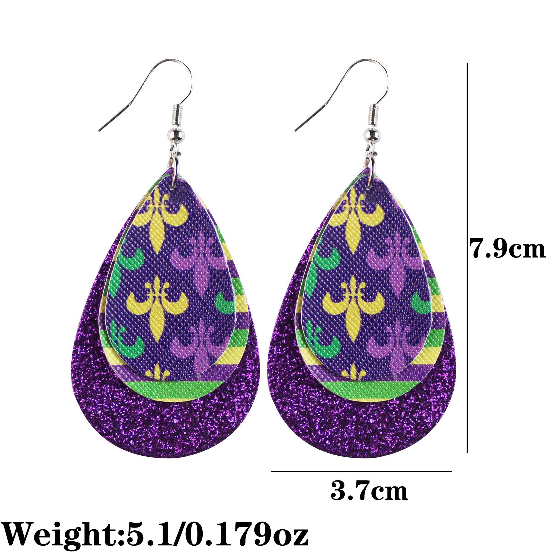 Wholesale Carnival Multi-layered Leaf  Mardi Gras Earrings