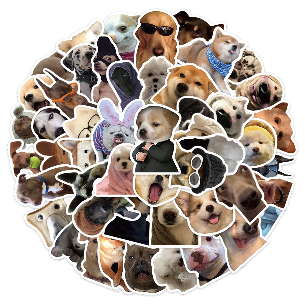 Wholesale 50pcs cute cartoon dog expression Waterproof Vinyl Stickers