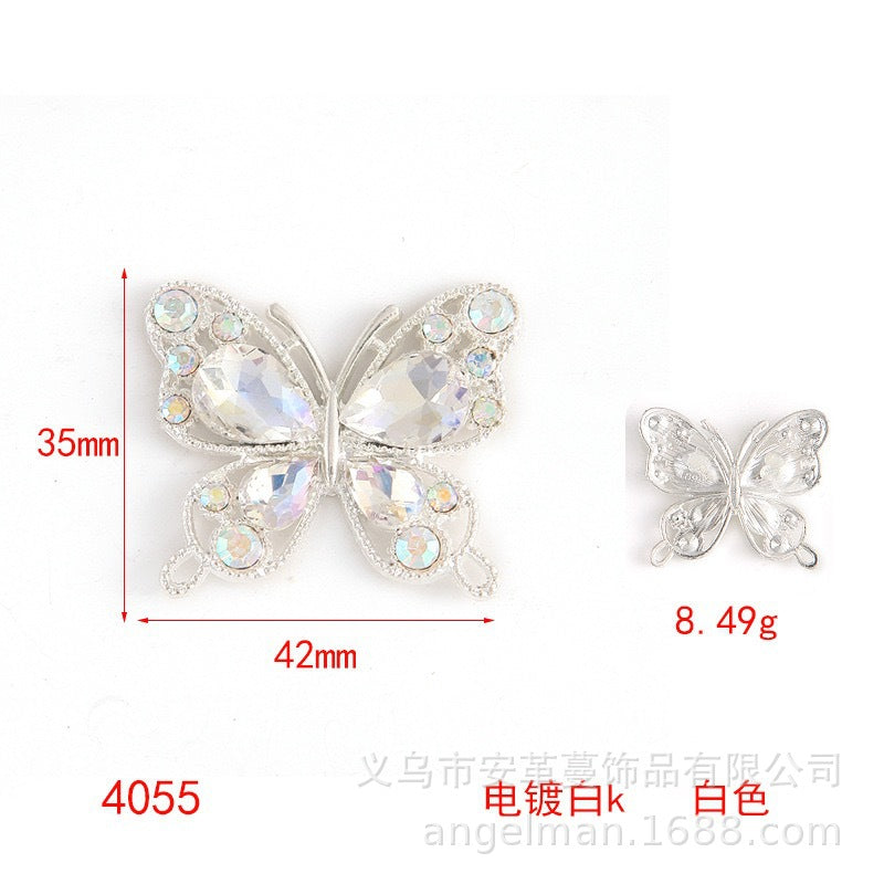 Wholesale Single-sided alloy diamond butterfly DIY beads