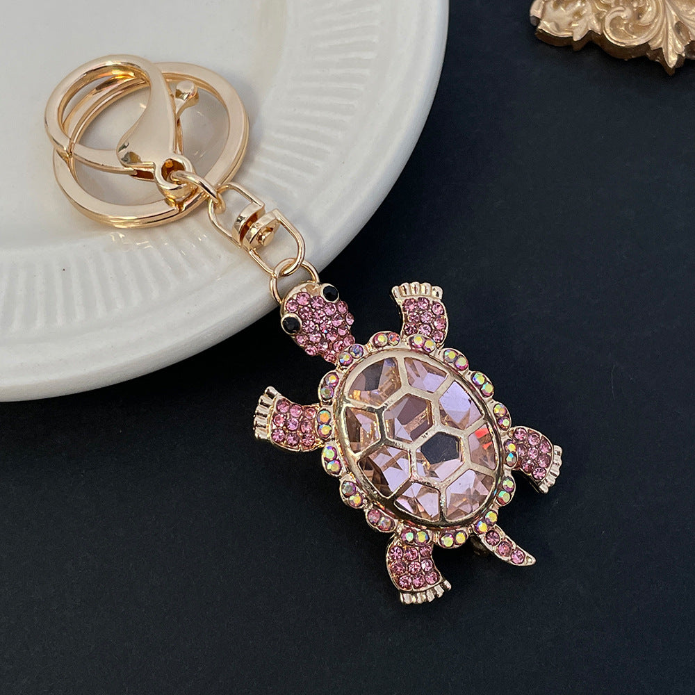 Wholesale Colorful Rhinestone Metal Cute Turtle Keychain