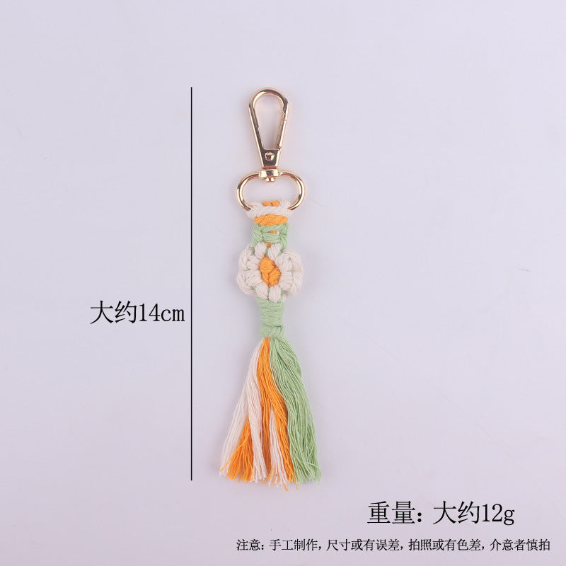 Flores de caricatura de algodón de algodón tejido a mano al por mayor llavero colorido