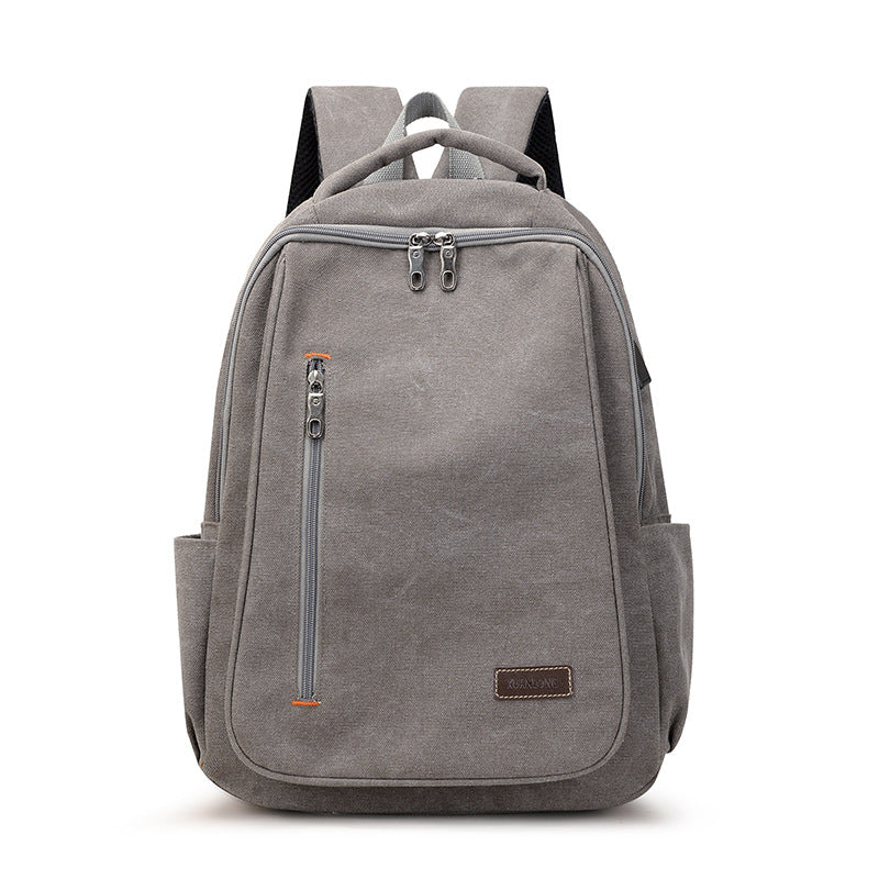 Wholesale Simple Casual Backpack Large Capacity Canvas Bookbag Student Computer Bag