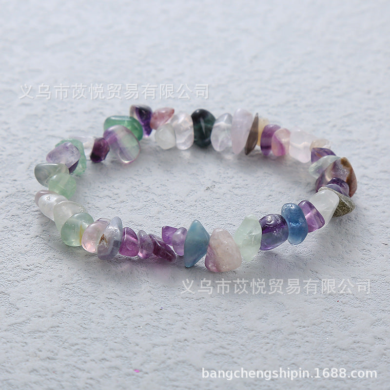 Wholesale 5pcs natural crystal gravel elastic bracelet colorful gravel bracelet