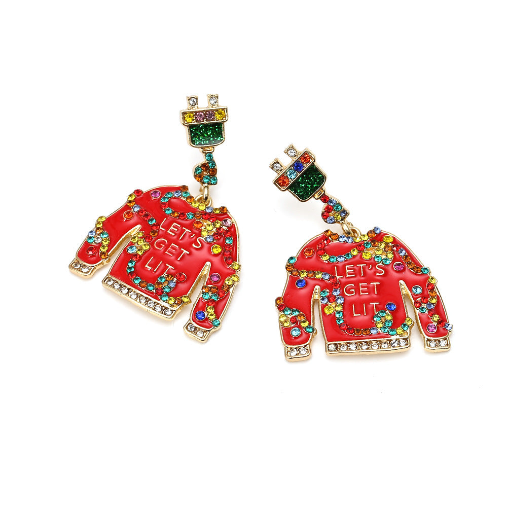 Wholesale Christmas Clothing Design with Oil Drop Diamond Earrings