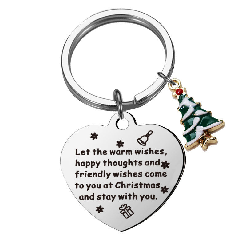 Wholesale Christmas Cartoon Christmas Tree Stainless Steel Keychain