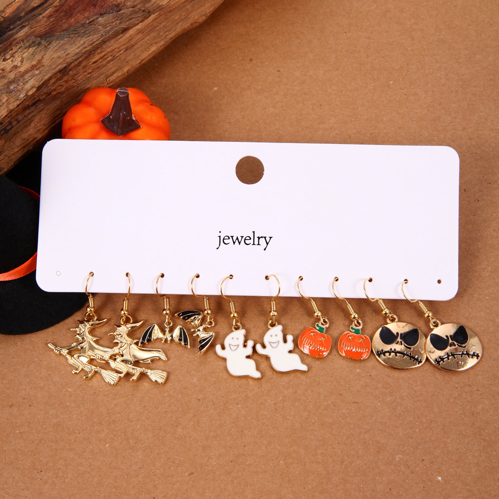 Wholesale Zinc Alloy  Earring Set With Dripping Oil Pumpkin Skull Design Party Wear Fashion Accessory