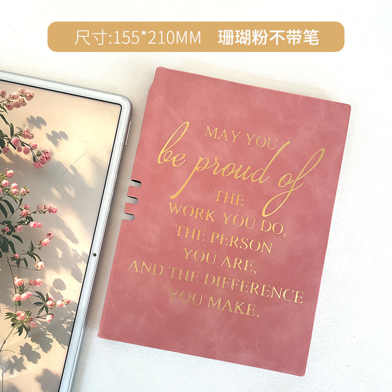 Wholesale ncentive Notebook with Pen Insertable Simple Leather-Covered High-Value Handbook Notepad