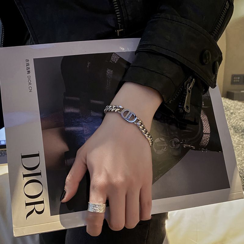 Wholesale Gold thick chain double D-letter titanium steel necklace