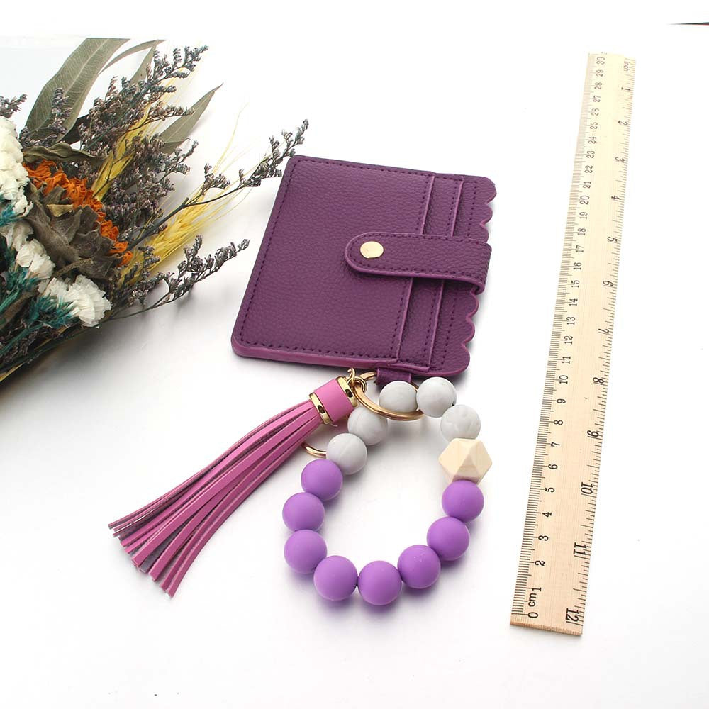 Wholesale PU Leather Tassel Silicone Wrist Coin Purse Keychain