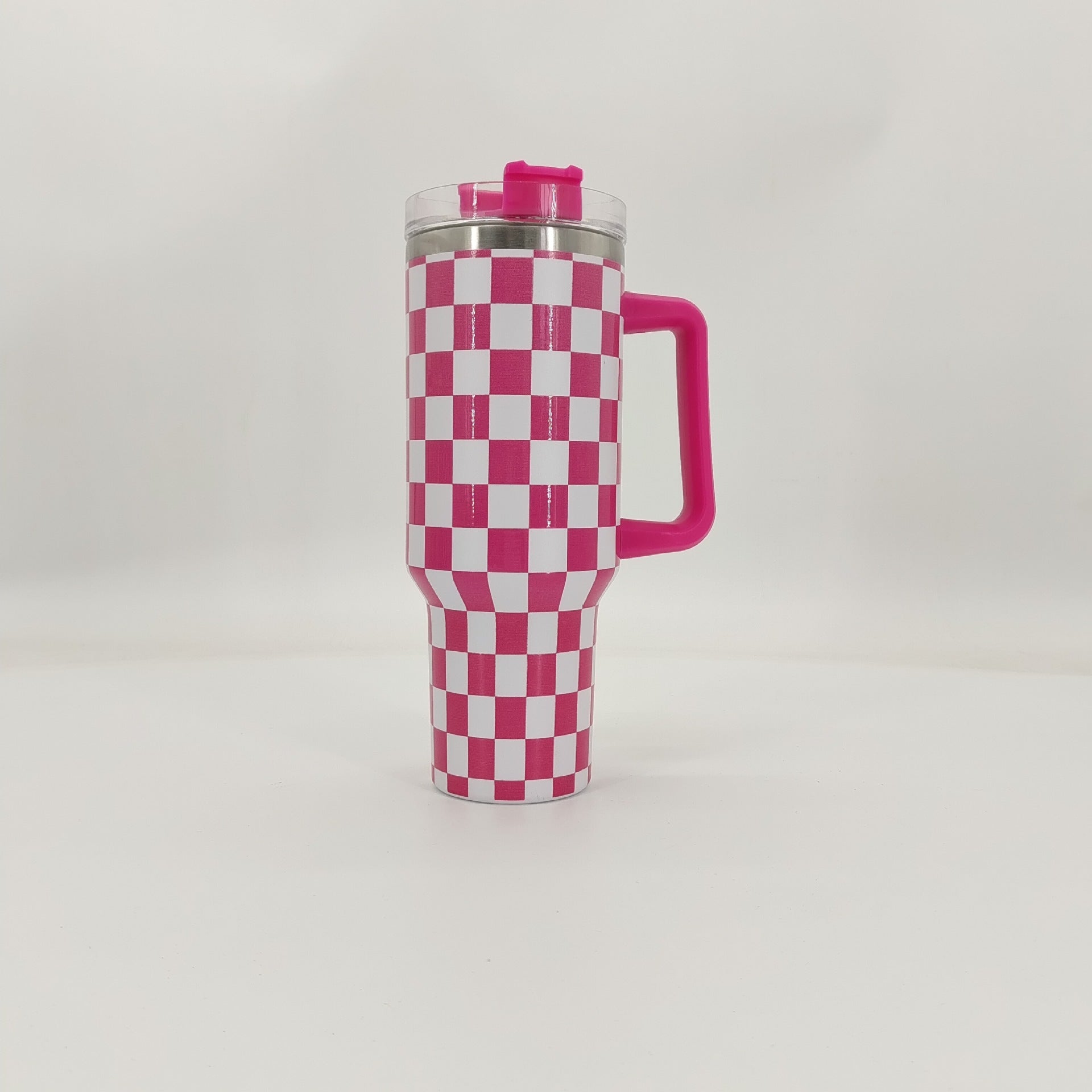 Wholesale Tumbler Checkerboard Double Layer Stainless Steel Large Capacity Ice Bullies Cup