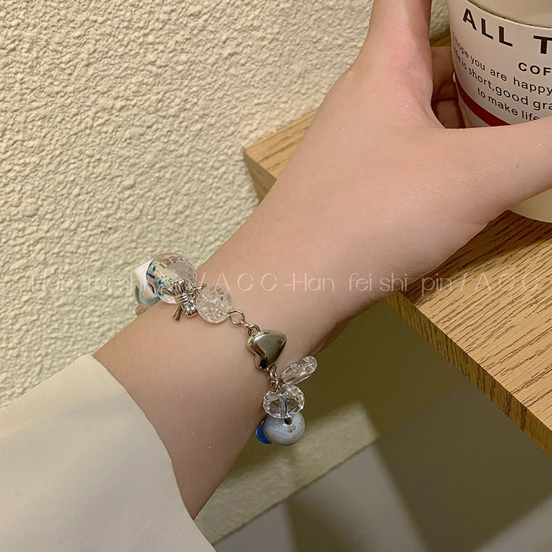 Brazalete de costura con cuentas de cristal transparentes al por mayor