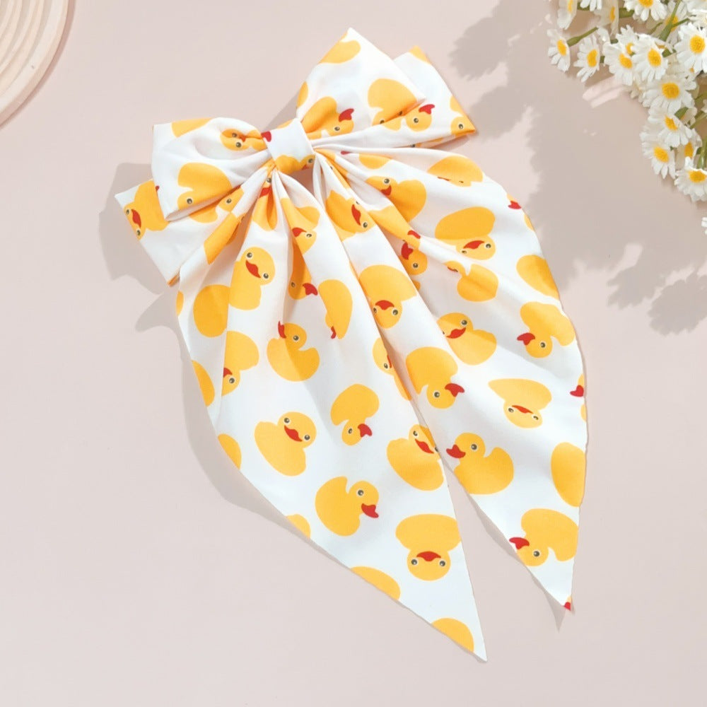 Wholesale Printed Double-Layer Bow Spring Clip Cute Hair Accessory