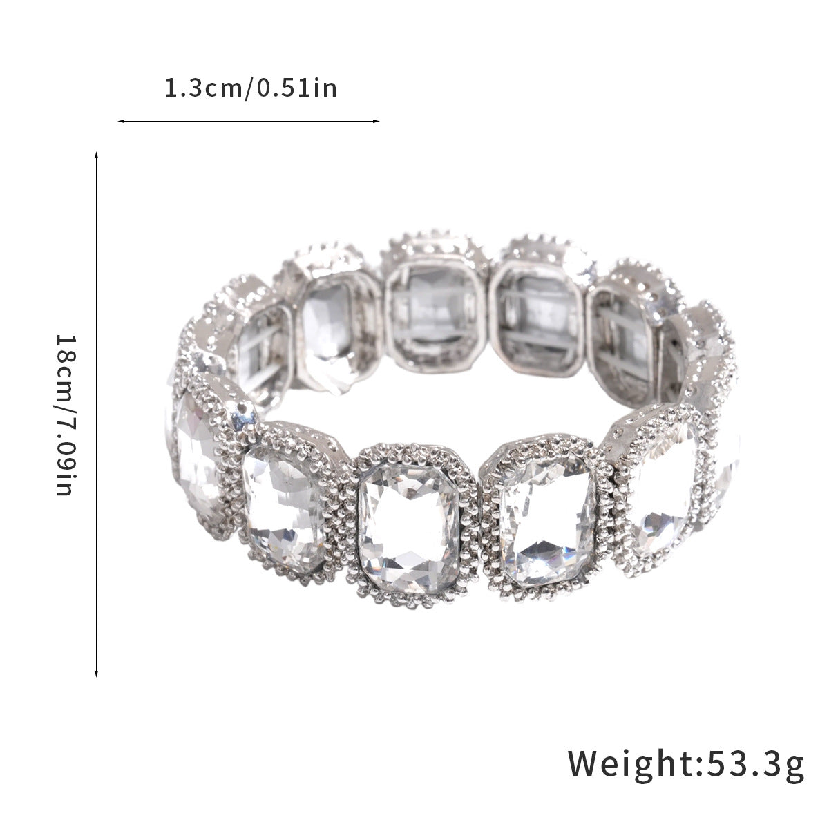 Wholesale Unisex Rhinestone Oval Stretch Bracelet Gold Colorful Fashion Jewelry Accessory Gift