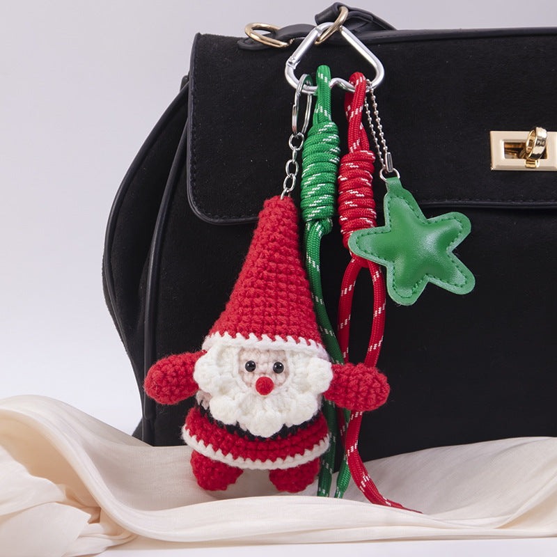 Wholesale Christmas wool pendant DIY five-pointed star keychain