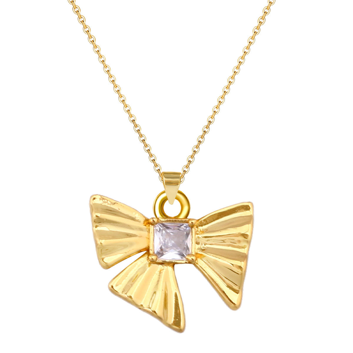 Wholesale French Retro Gold Plated Bowknot Pendant Necklace Jewelry Accessory For Resale