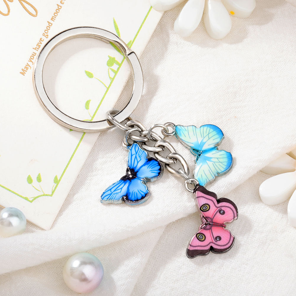 Wholesale Alloy Colored Drip Oil Butterfly Keychain