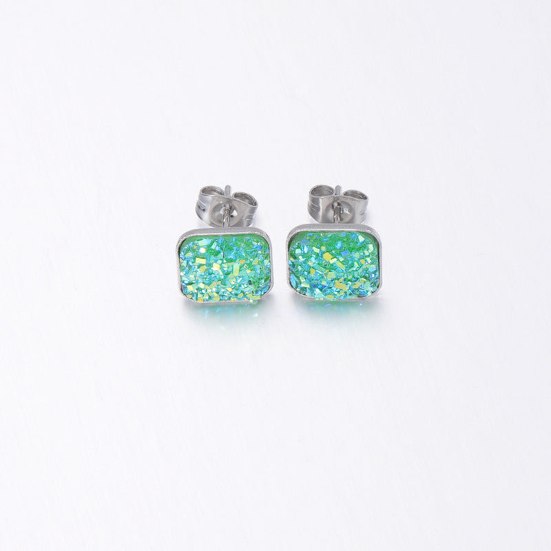 Wholesale personalized sweet multi-standard square baby's breath rhinestone earrings