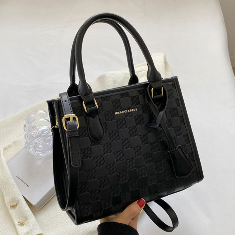 Wholesale Plaid Simple PU Large Capacity Shoulder Tote Bag