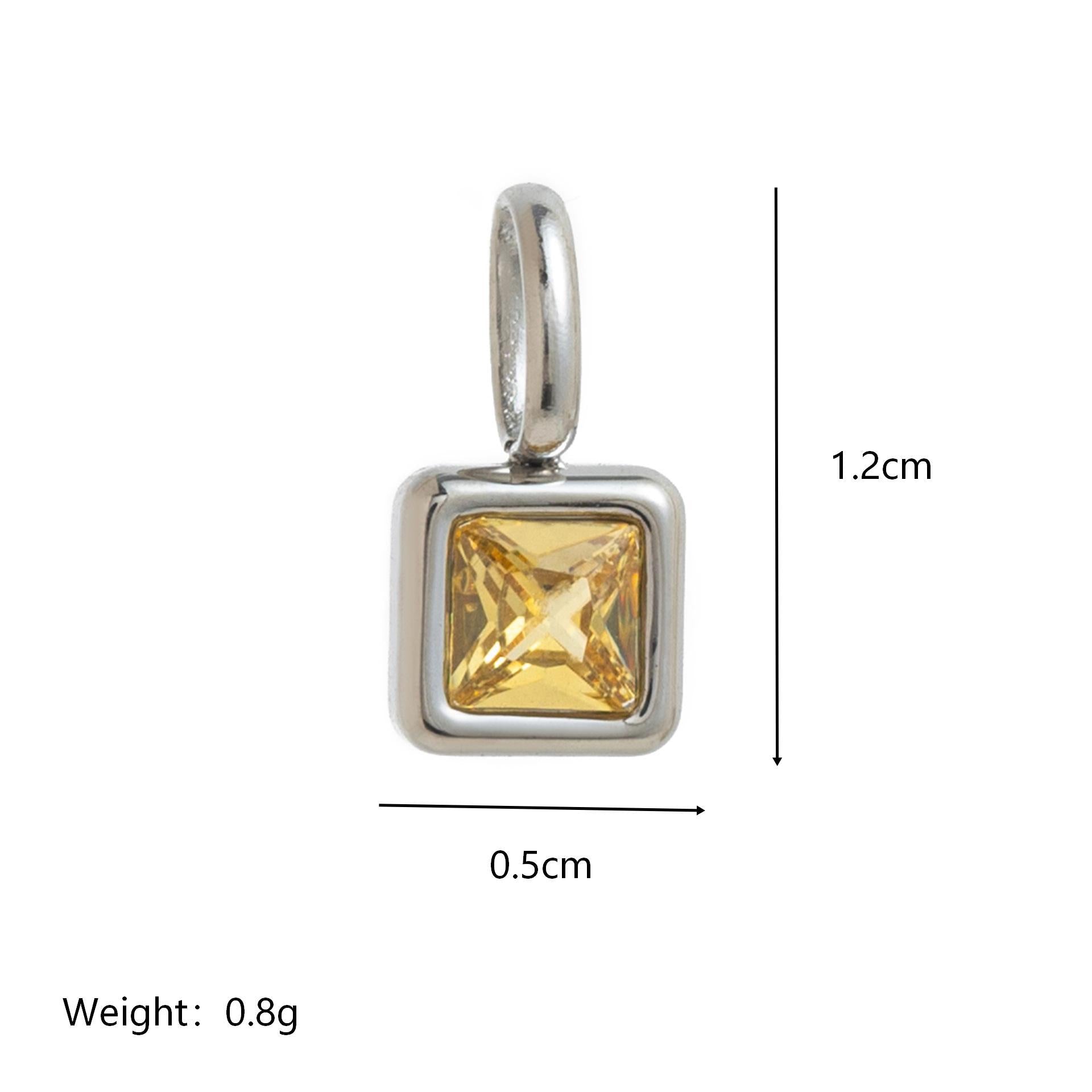 Wholesale Titanium Steel Geometric 12 Birthstone Colorful Zircon Pendant Necklace DIY Jewelry Accessory Gift For Women