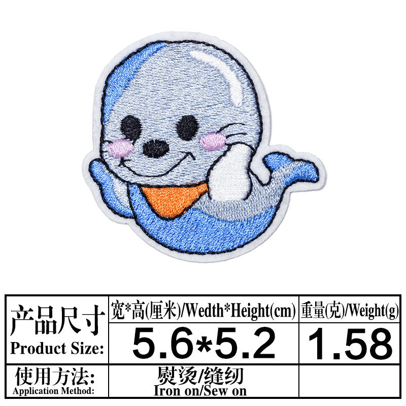 Wholesale Cartoon Ocean Animal Embroidered Patches DIY Sewing Craft Clothing Decoration Chic Fashion Accessory Boutique Resale
