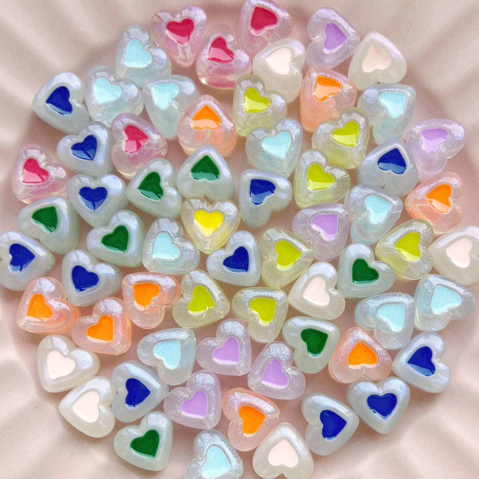 Wholesale 10pcs colorful heart Acrylic Beads