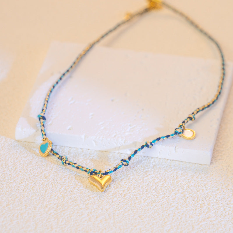 Wholesale Braided Necklace Luxury Multi-Pendant Niche stainless Steel Necklace