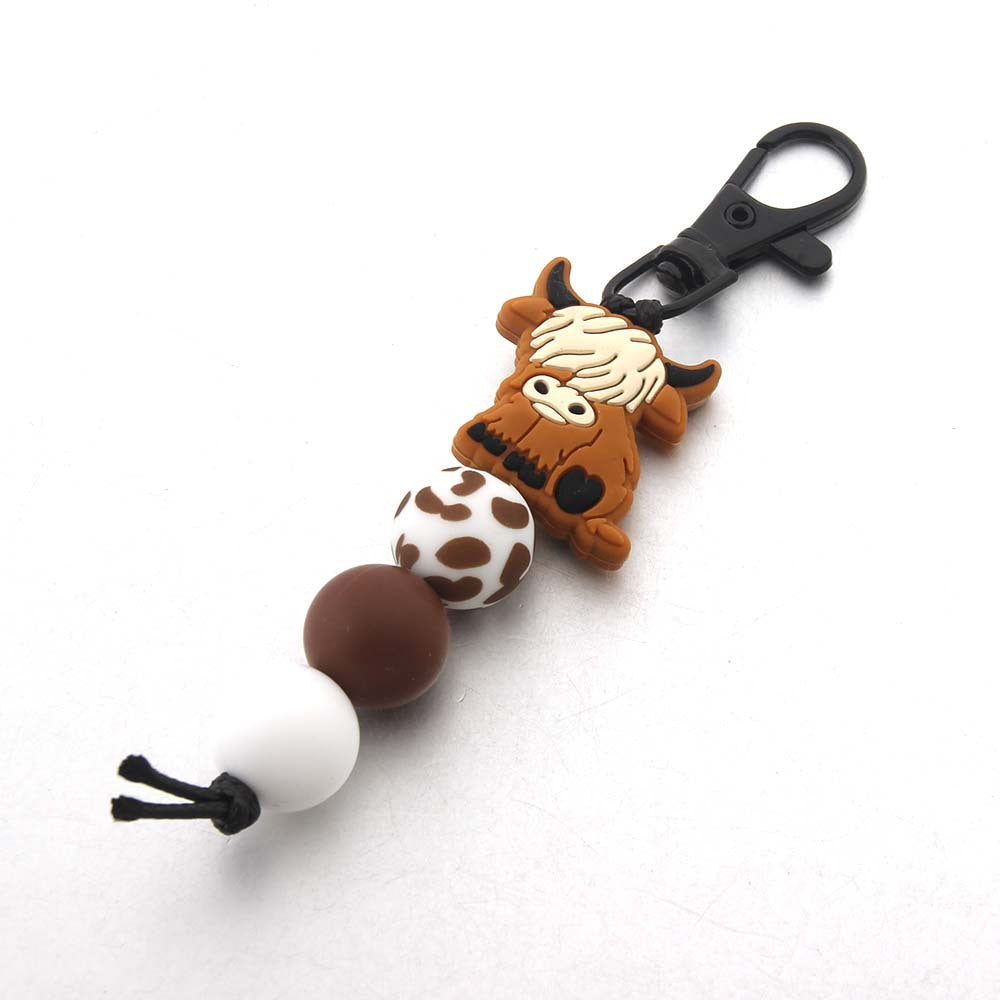 Wholesale Cartoon Animal Yak Silicone Beads Keychain