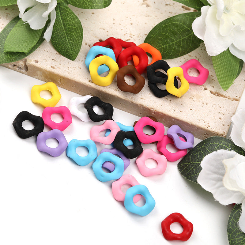 Wholesale Random 200pcs Macaron Large Hole Bead Spacers Handfelt Paint Round Wave Spacer DIY Beades
