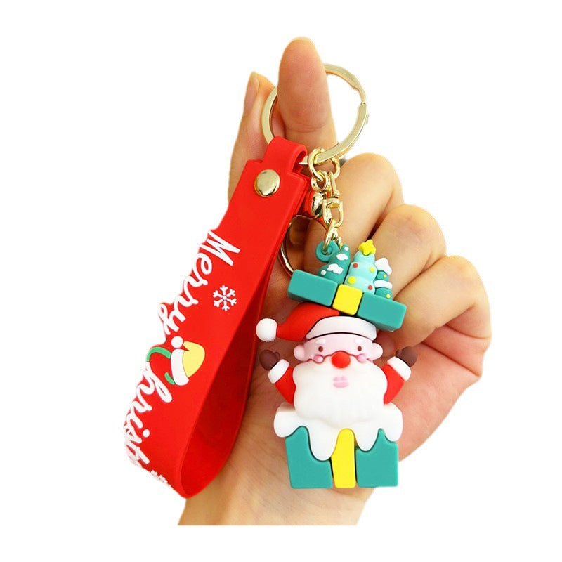 Goma suave al por mayor New Christmas Santa Claus Keychain