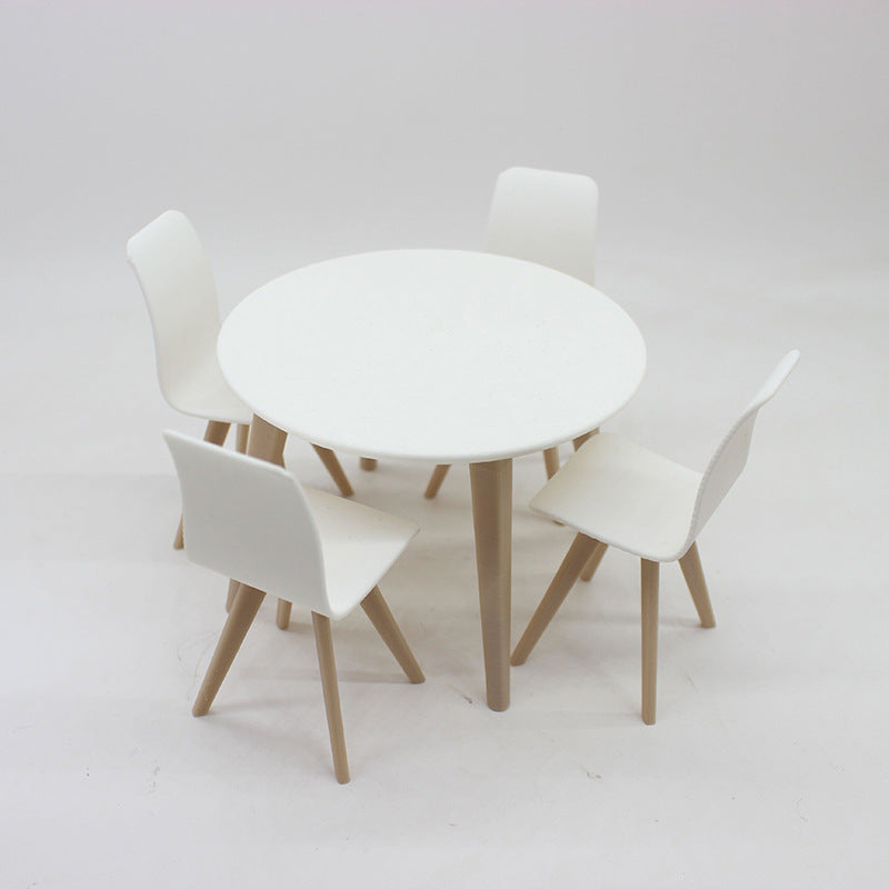 Wholesale Miniature food toy circular dining table and chair Doll Accessories