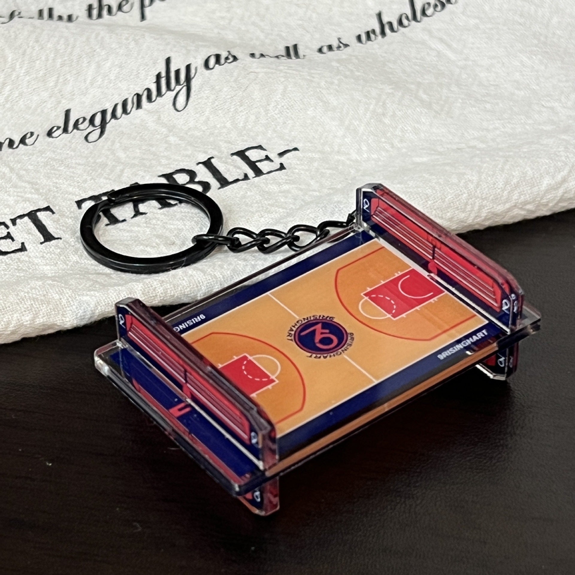 Wholesale Acrylic sports basketball court keychain