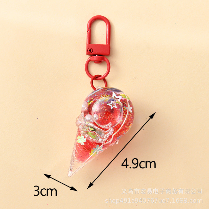 Wholesale Acrylic Liquid Sand Star Ice Cream Keychain