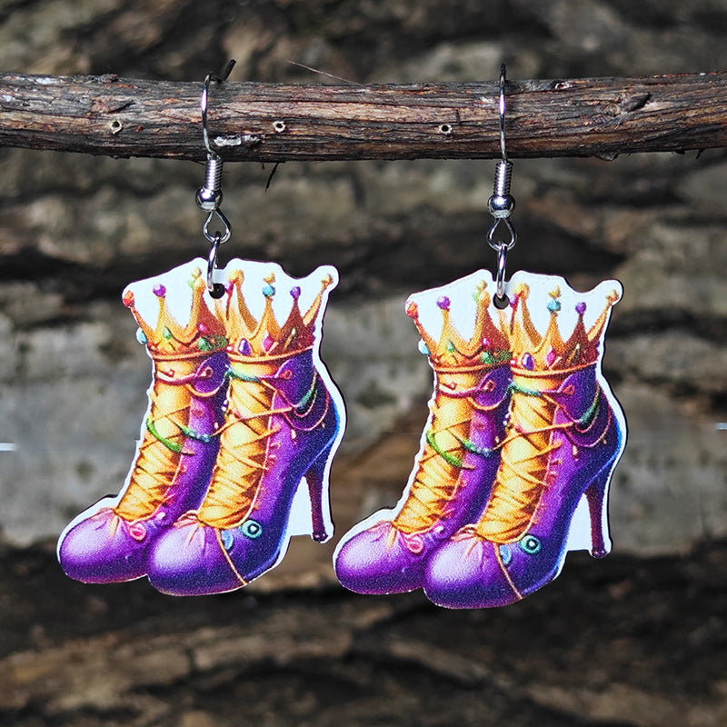 Wholesale Carnival Mask Crown Duck Boots Lipstick Atmosphere Earrings