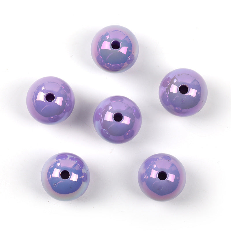 Wholesale 100pcs UV color plated solid color round beads 16mm acrylic beads