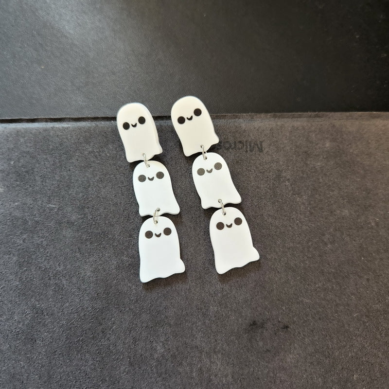 Wholesale Halloween Flowers Ghost Acrylic Earrings