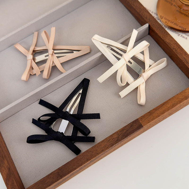 Wholesale Colorful Fabric Ballet Style Ribbon Bow Triangle BB Hair Clip