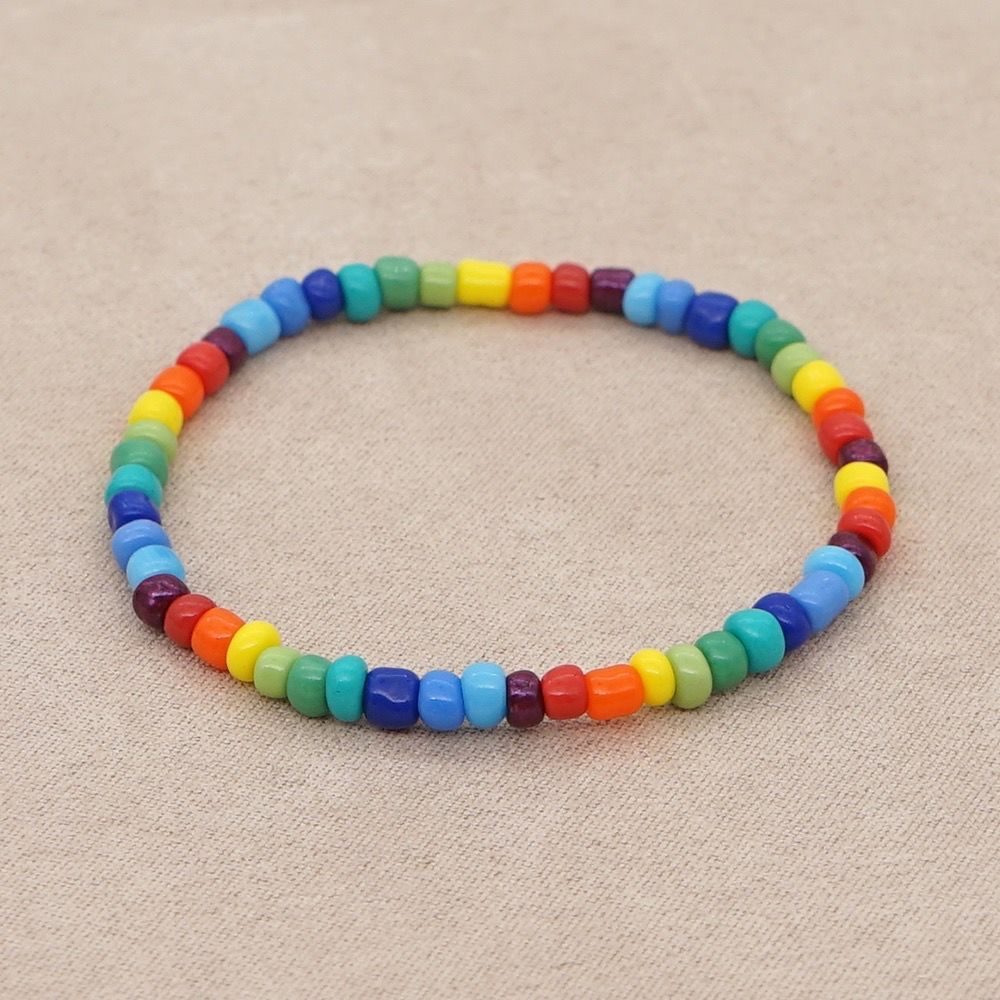 Wholesale Rainbow Glass Seed Beads and Transparent Beads Bracelet