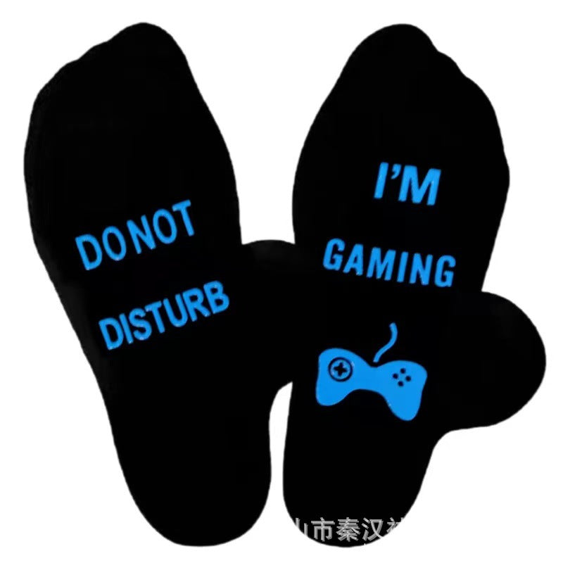 Wholesale European and American Cotton Midsole Bottom Letter Anti Slip Adhesive Floor Socks