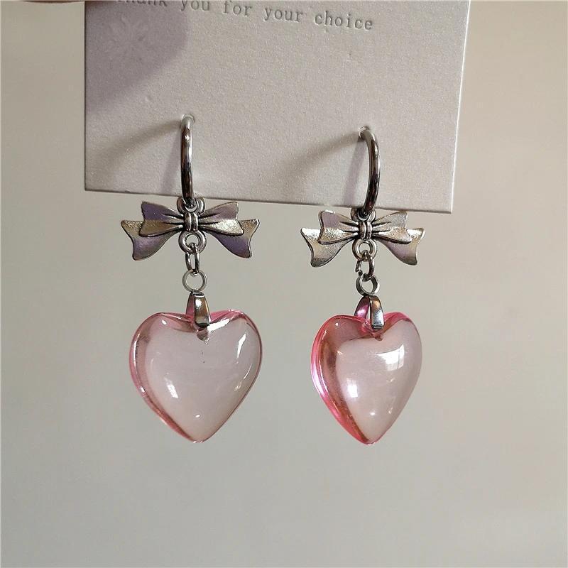 Wholesale Gothic Dark Bow Heart Earrings