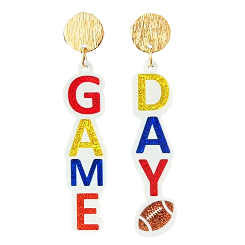 Wholesale Football Glitter Day Atmosphere Colorful Earrings Bow Element Coffee Autumn Earrings