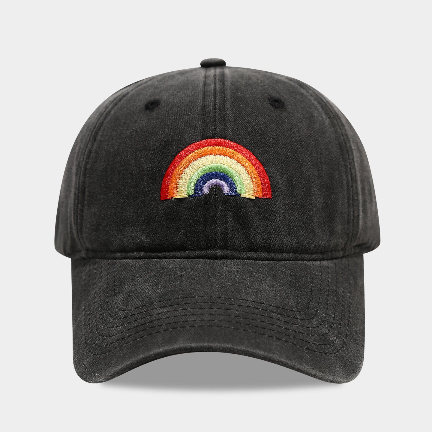 Wholesale Rainbow embroidered soft top cap for men and women