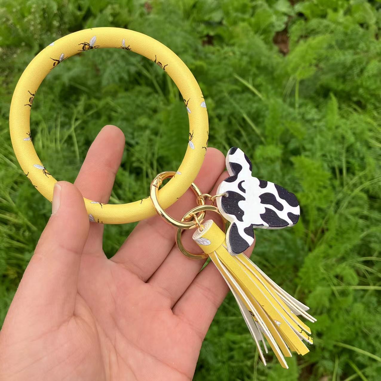 WholesalePU Leather Tassel Bracelet Keychain