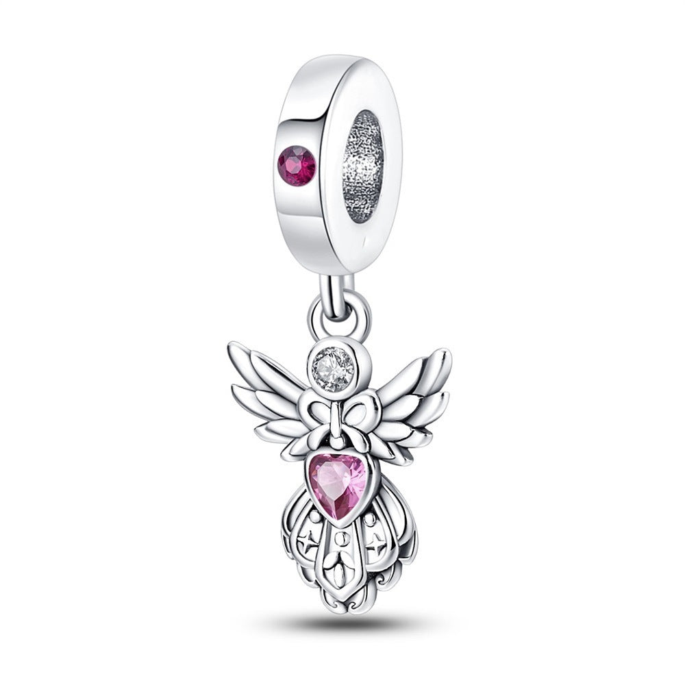 Wholesale Romantic Classical Series Love Pink Angel Silver Plated Charms