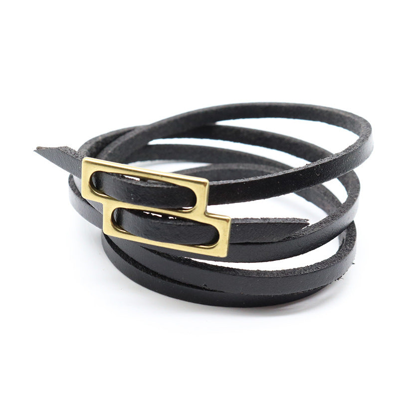 Wholesale Genuine Leather Multi-layer Mother Buckle Leather Bracelets