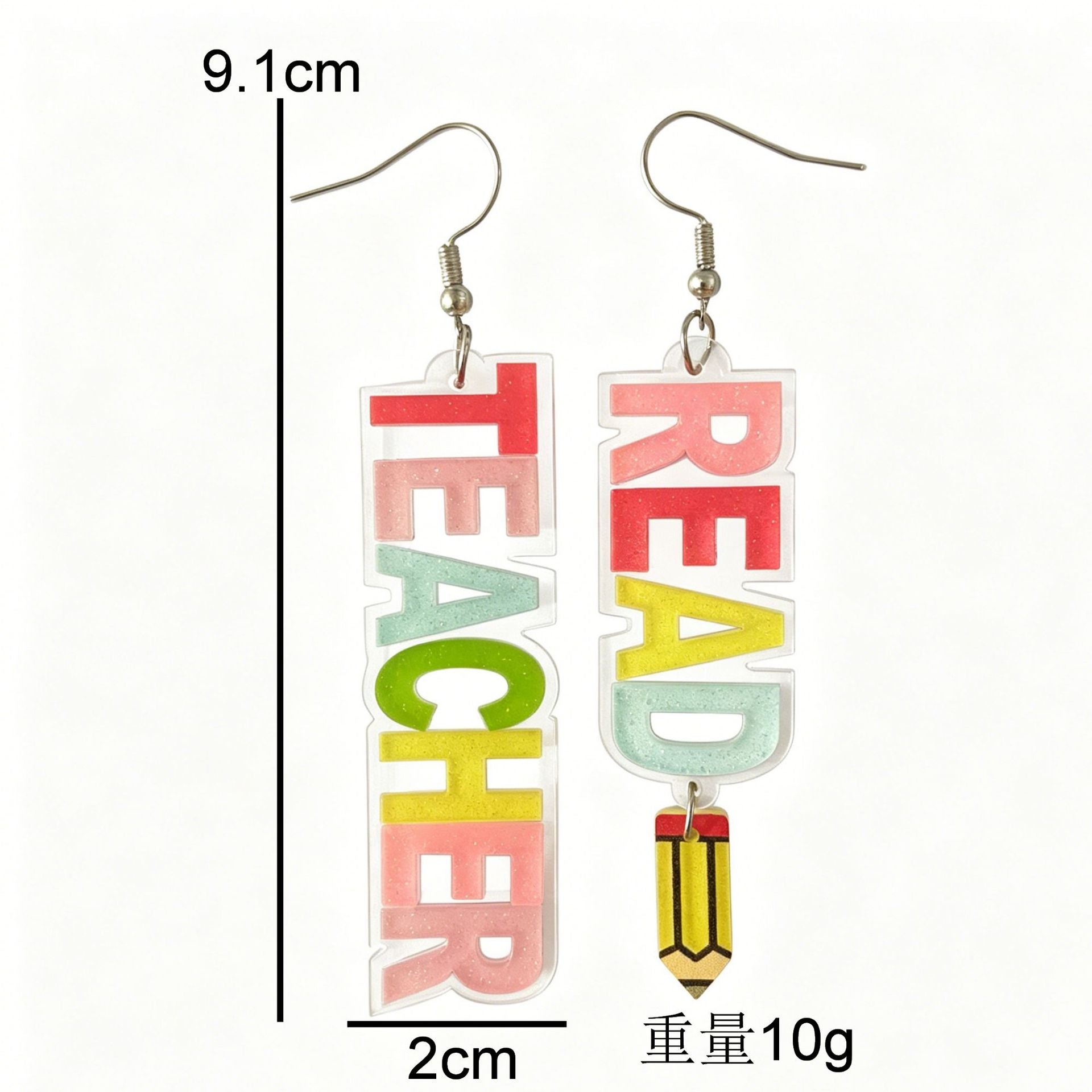 Wholesale Acrylic Spliced Letter Earrings Colorful Pencil Design Back To School Boutique Jewelry Accessory