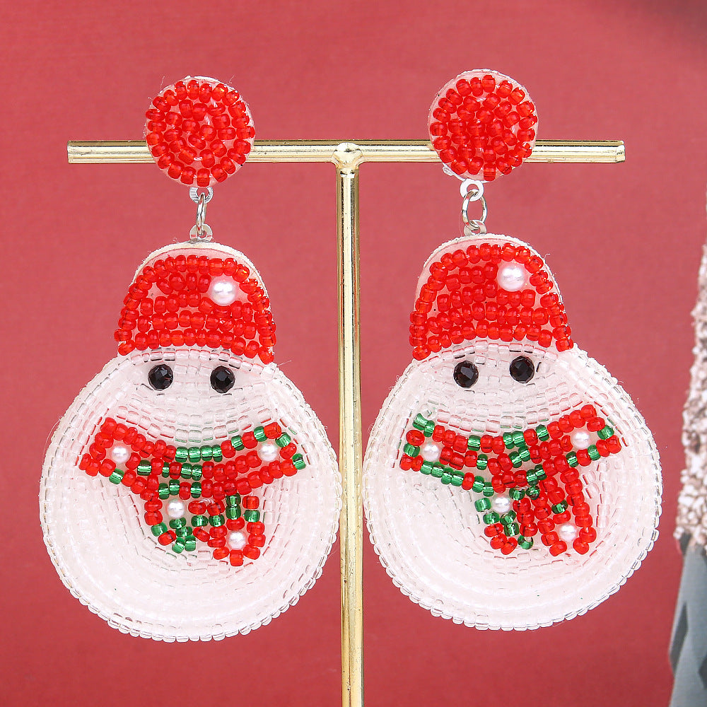 Wholesale Christmas tree rice bead earrings