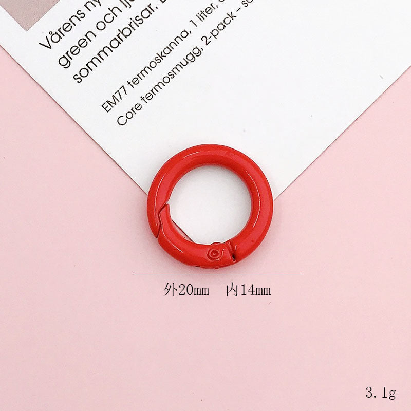 Wholesale 10pcs New 20mm spring ring DIY jewelry accessories candy color paint opening ring color key spring buckle