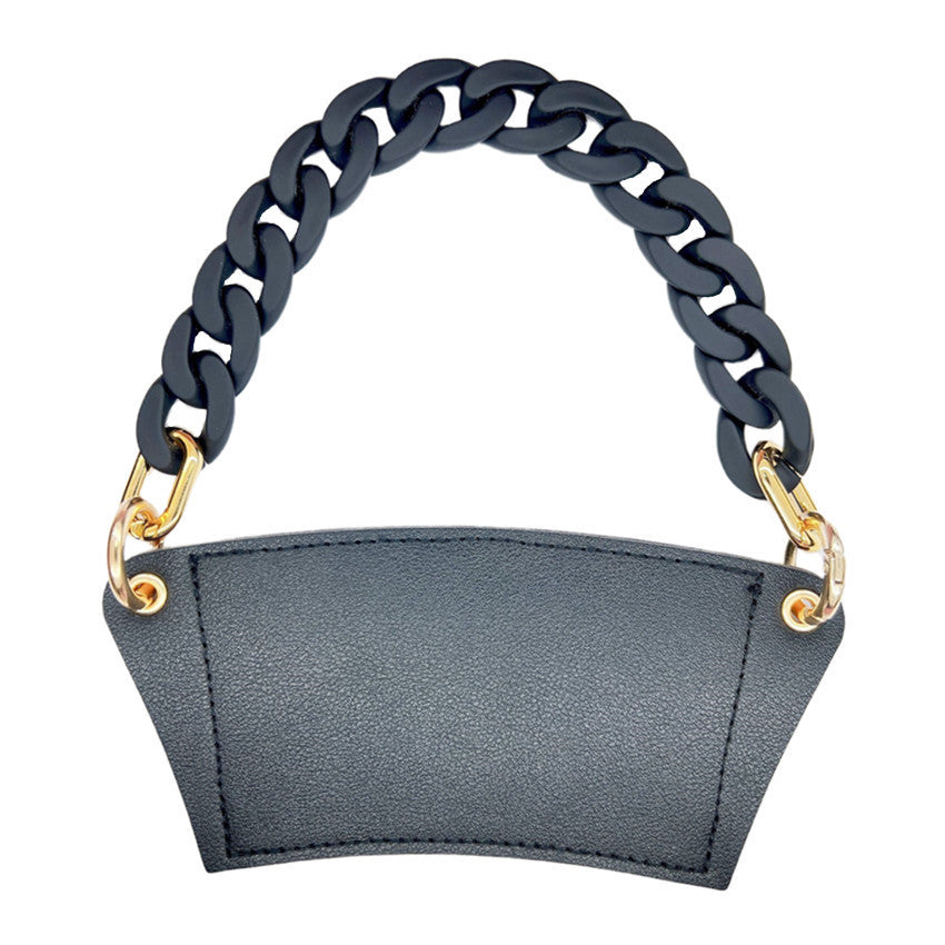 Case de cuero de cuero de taza de café de cadena acrílica al por mayor