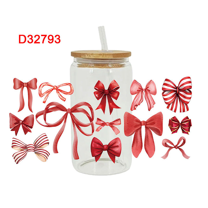 Wholesale Uv Transfer Sticker Glass strawberry Cup Crystal Sticker 16oz Cup UV DTF Wraps