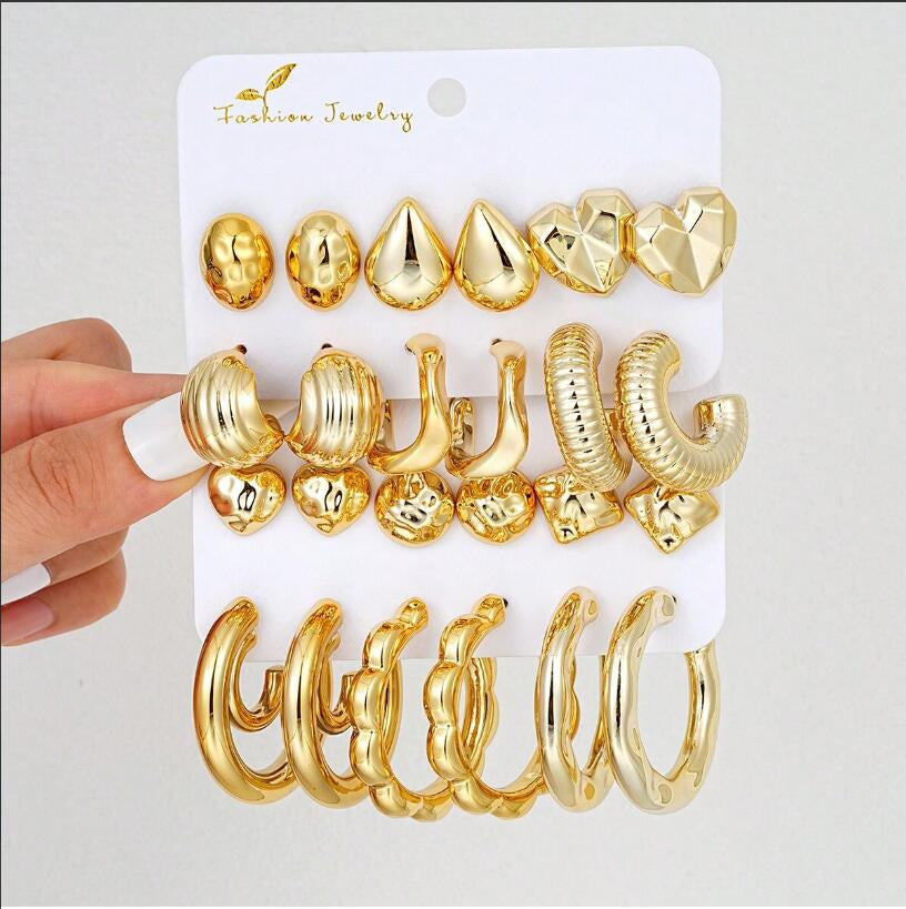 Wholesale 12pcs Irregular teardrop heart earrings  set